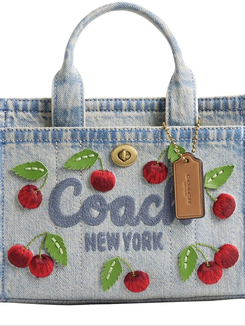 NWT Coach Brass/Denim Multi CargobTote 20 Satchel CDY91 - Picture 8 of 13